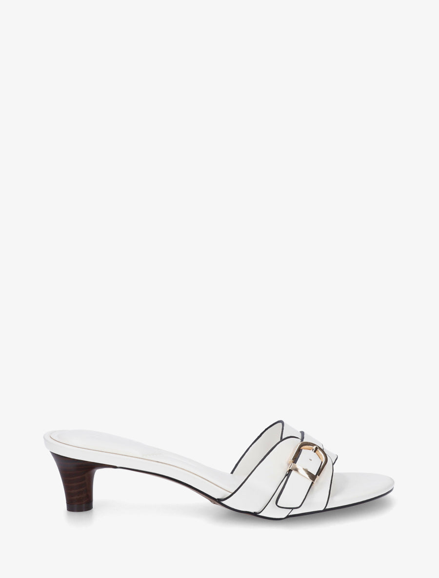 Mules en simili à boucle - Blanc - 1