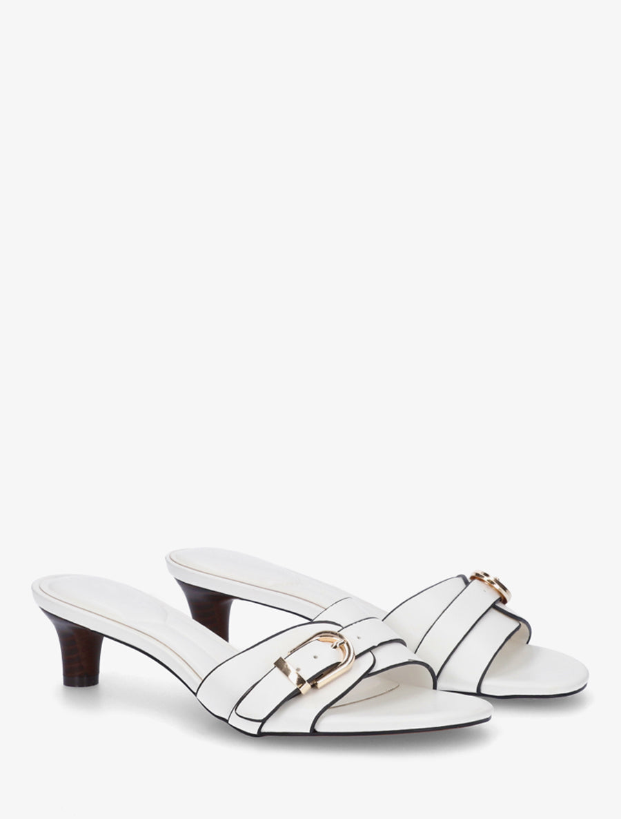 Mules en simili à boucle - Blanc - 4