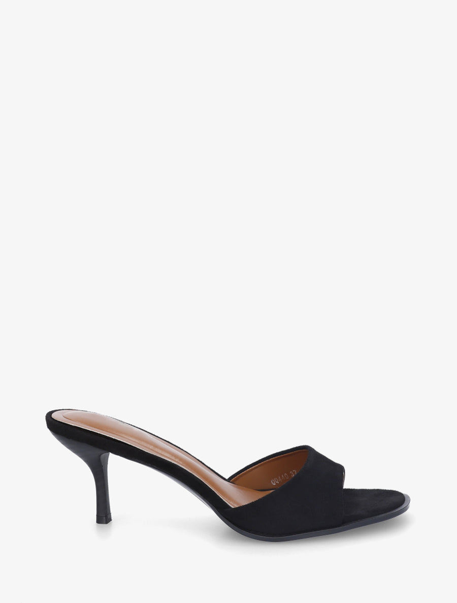 Mules en suédine à talon aiguille - Noir - 1