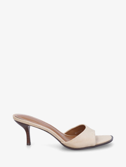 Mules en suédine à talon aiguille - Beige - 1