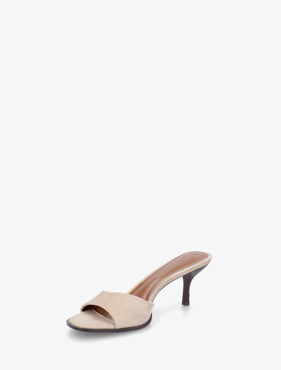 Mules en suédine à talon aiguille - Beige - 3