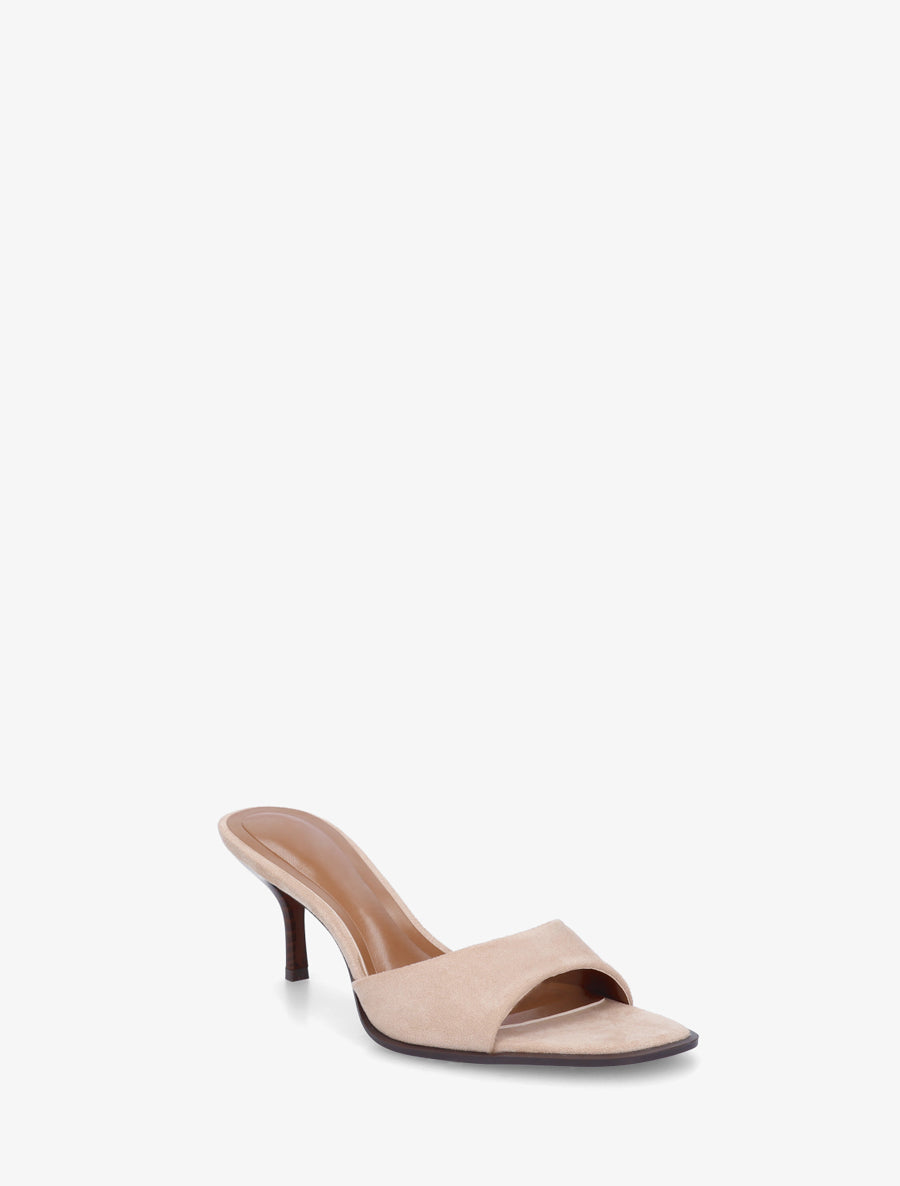 Mules en suédine à talon aiguille - Taupe - 2