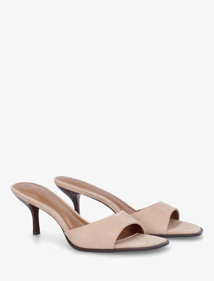 Mules en suédine à talon aiguille - Taupe - 4