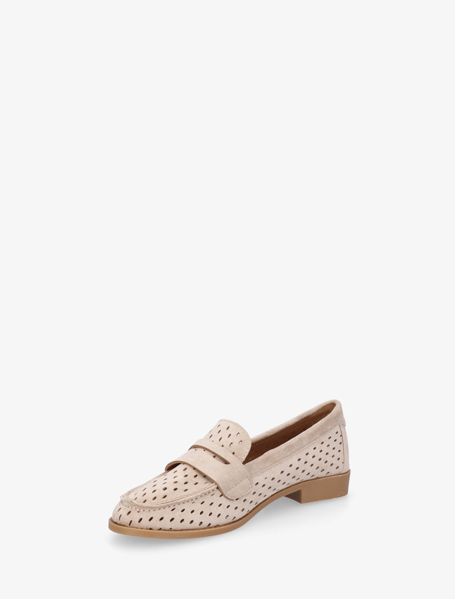 Mocassins ajourés en suédine - Beige - 3