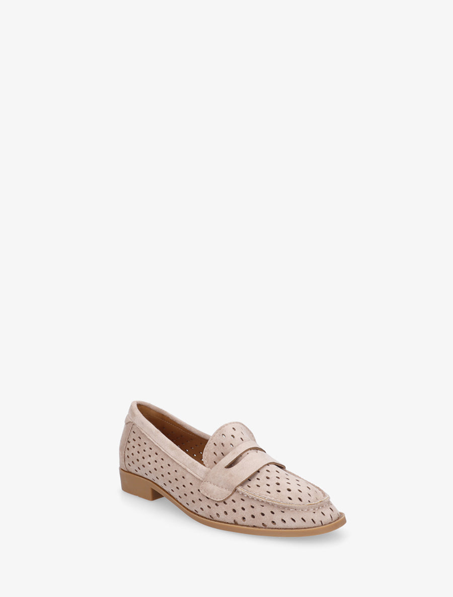 Mocassins ajourés en suédine - Taupe - 2
