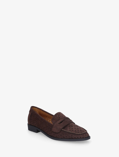 Mocassins ajourés en suédine - Marron - 2