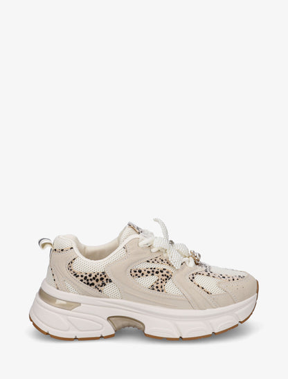 Baskets à lacets ruban et fleur en perles - Beige - 1