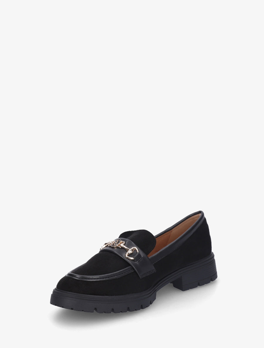 Mocassins en suédine à boucle fantaisie - Noir - 3