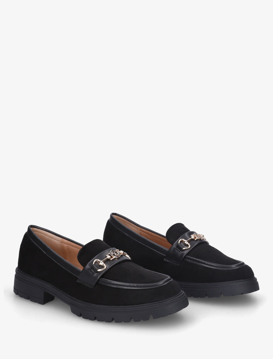 Mocassins en suédine à boucle fantaisie - Noir - 4