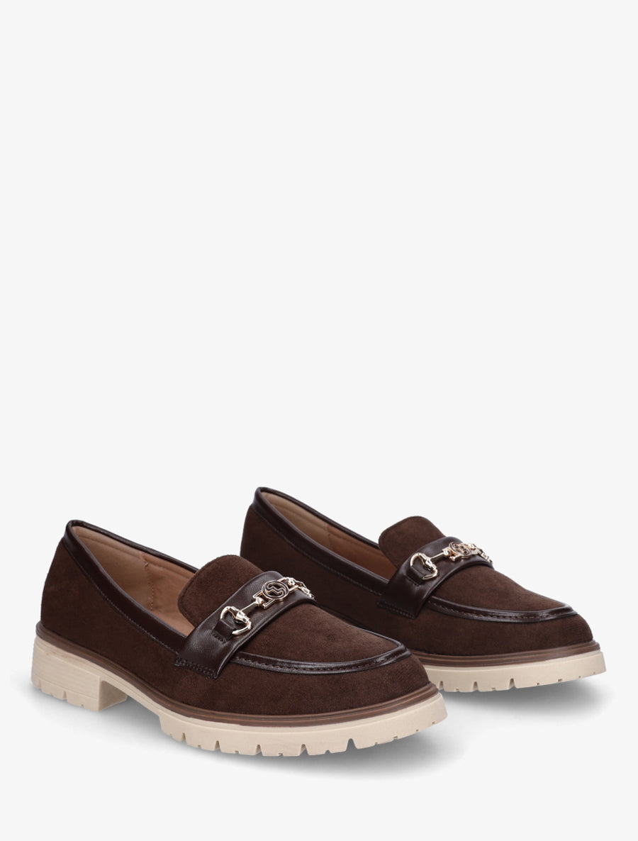 Mocassins en suédine à boucle fantaisie - Marron - 4