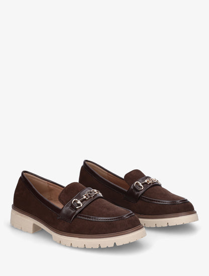 Mocassins en suédine à boucle fantaisie - Marron - 4