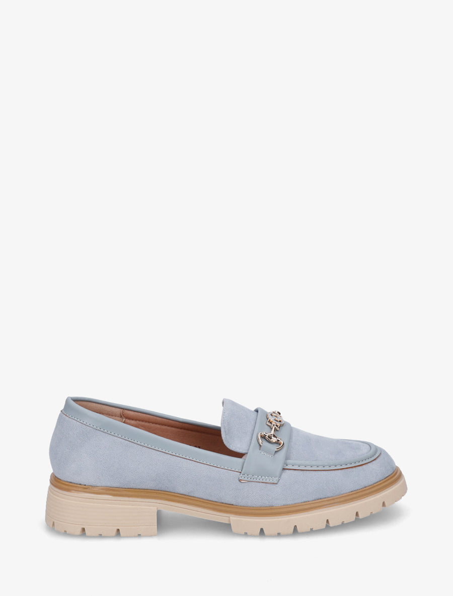 Mocassins en suédine à boucle fantaisie - Bleu ciel - 1