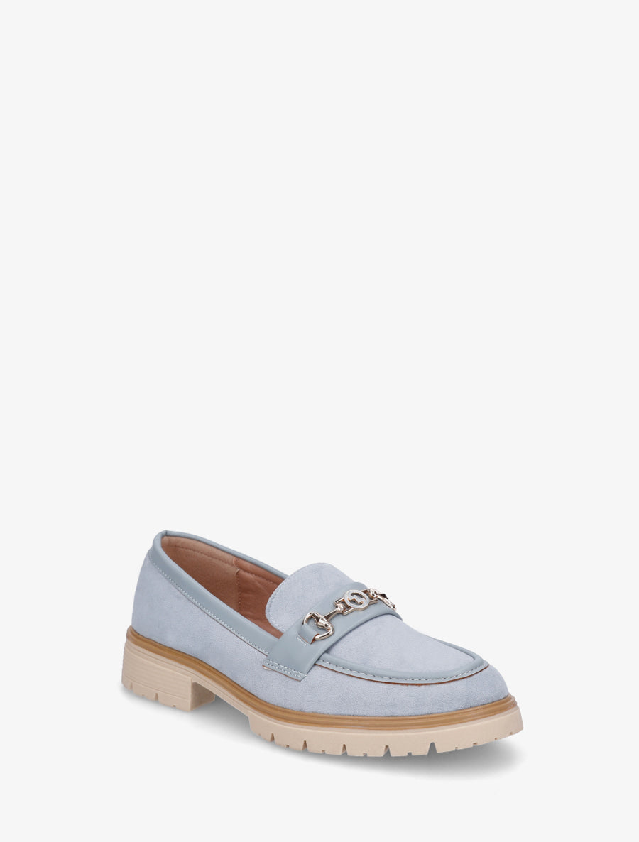 Mocassins en suédine à boucle fantaisie - Bleu ciel - 2