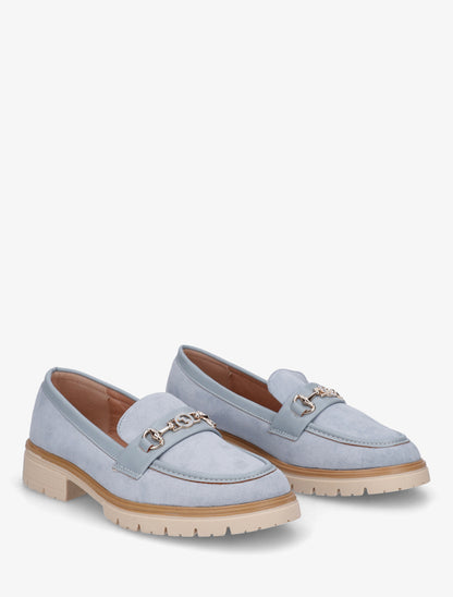 Mocassins en suédine à boucle fantaisie - Bleu ciel - 4