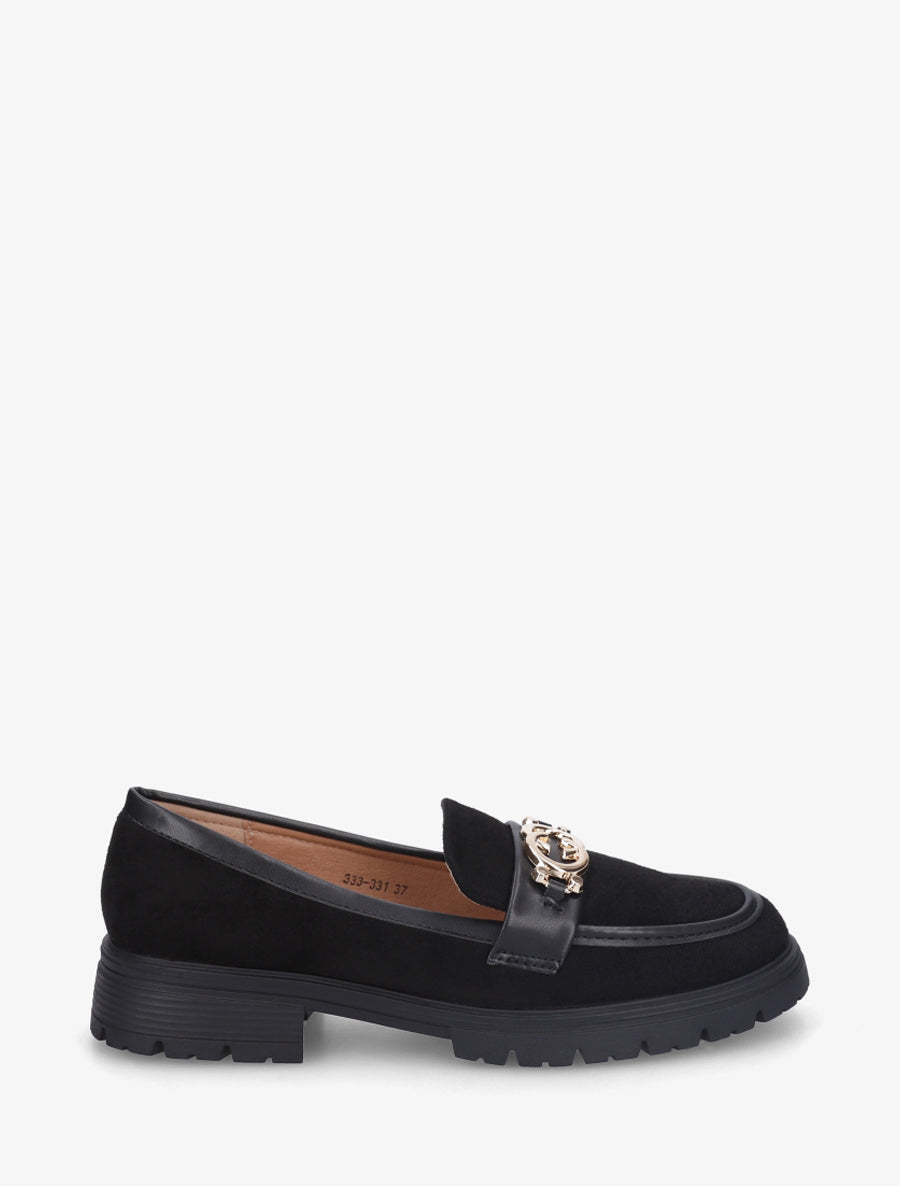 Mocassins en suédine à boucle métallique - Noir - 1