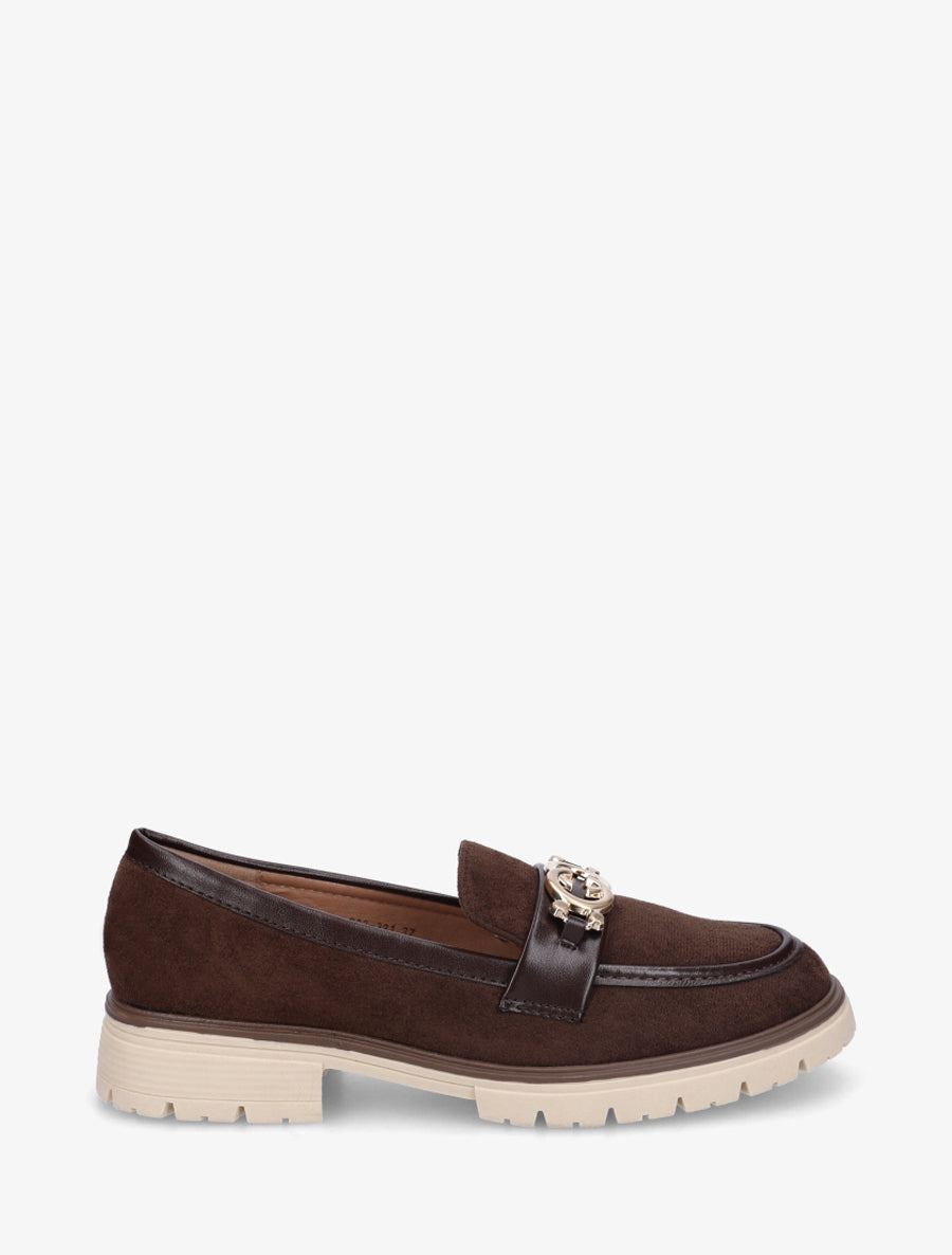 Mocassins en suédine à boucle métallique - Marron - 1