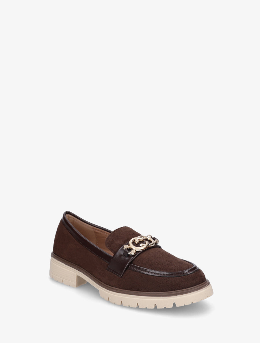 Mocassins en suédine à boucle métallique - Marron - 2