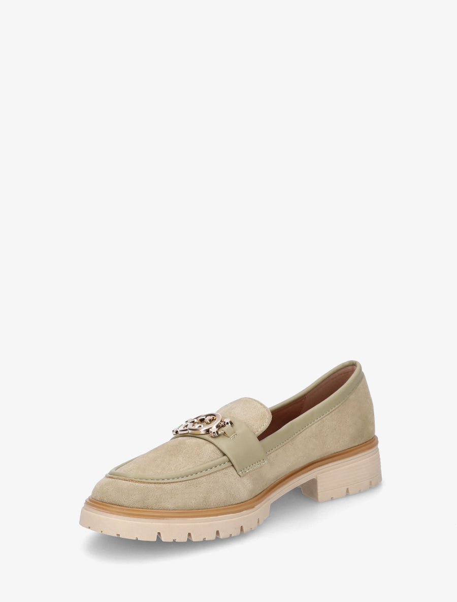Mocassins en suédine à boucle métallique - Vert olive - 3