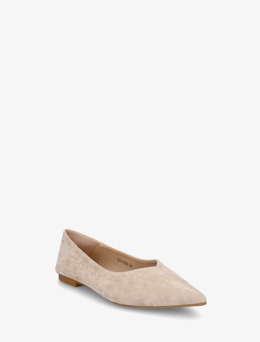 Ballerines en suédine à bouts pointus - Beige - 2
