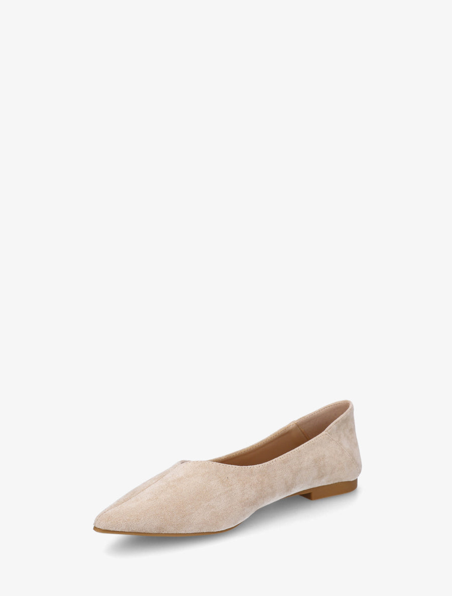 Ballerines en suédine à bouts pointus - Beige - 3