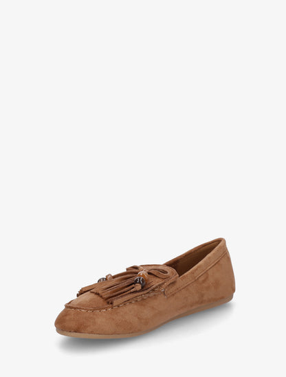 Mocassins en suédine à franges et perles - Camel - 3