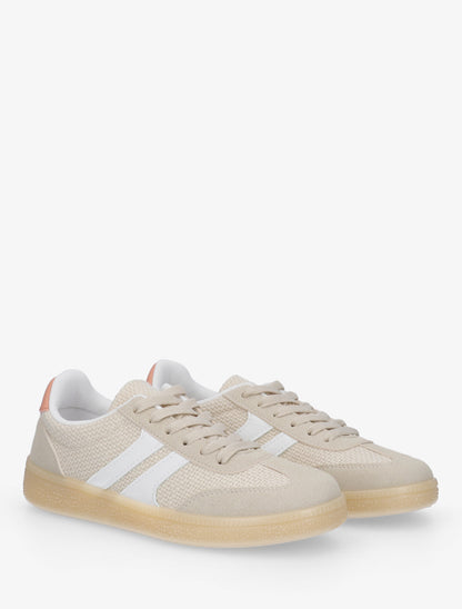 Baskets en toile et suédine - Beige - 4