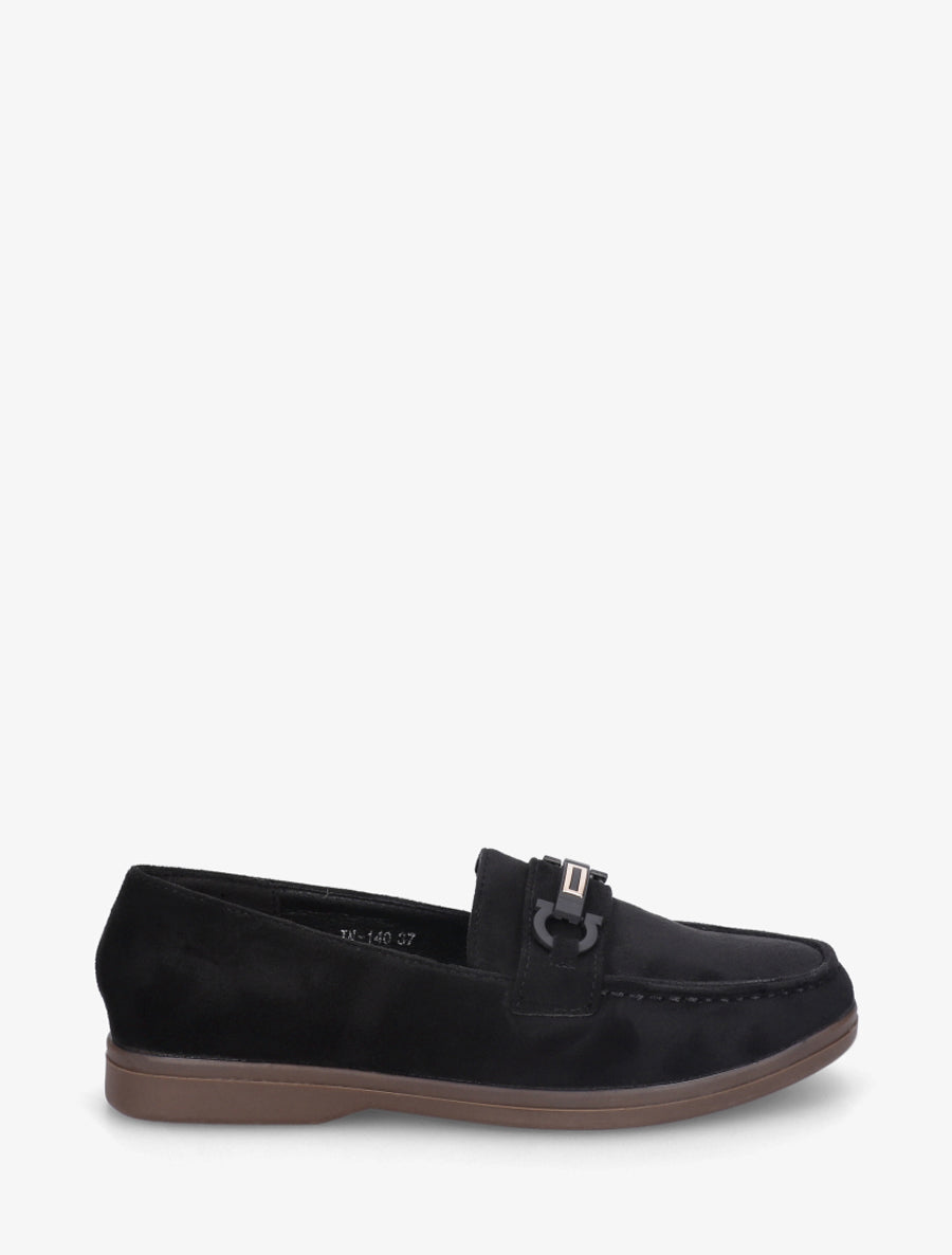 Mocassins plats en suédine - Noir - 1
