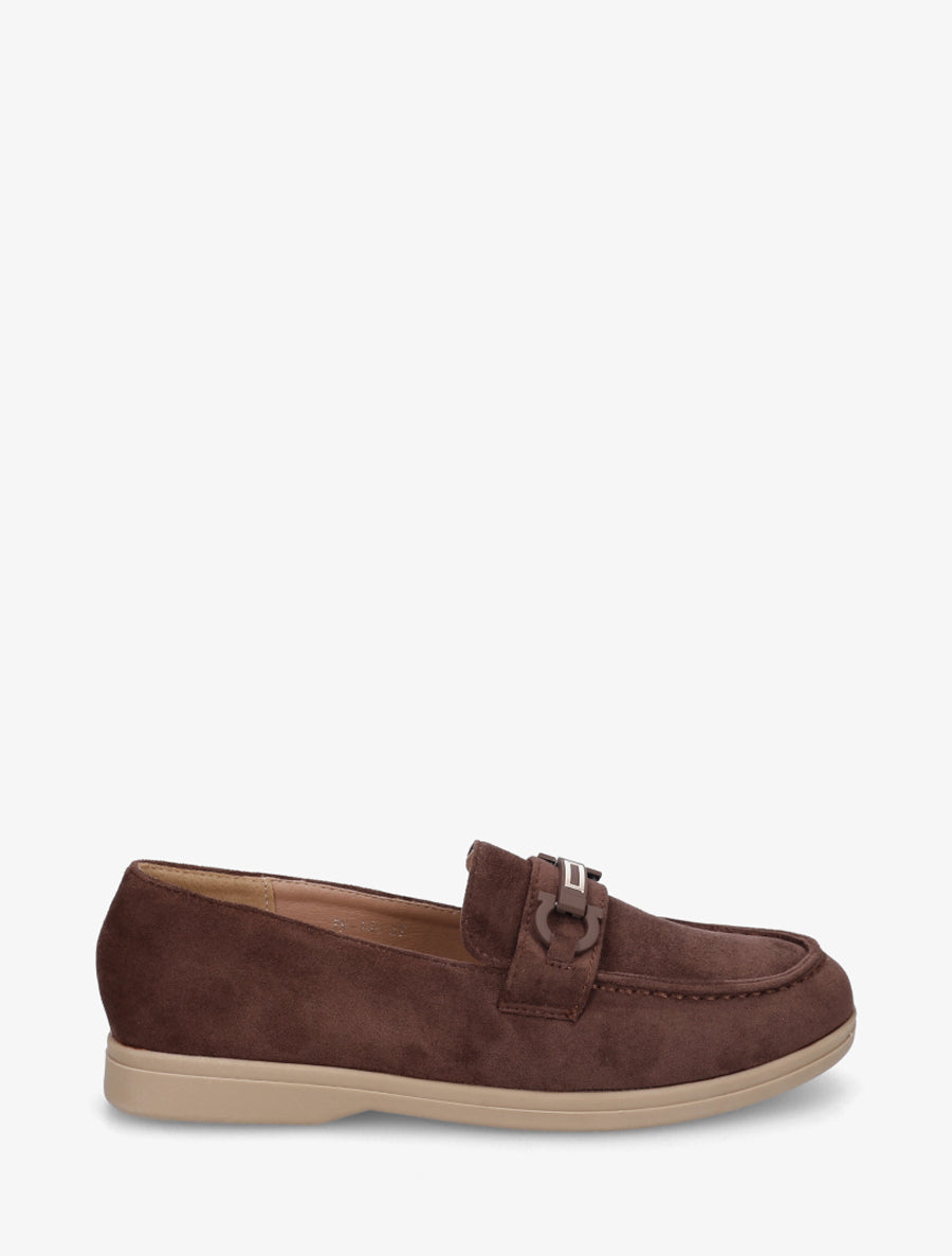 Mocassins plats en suédine - Marron - 1