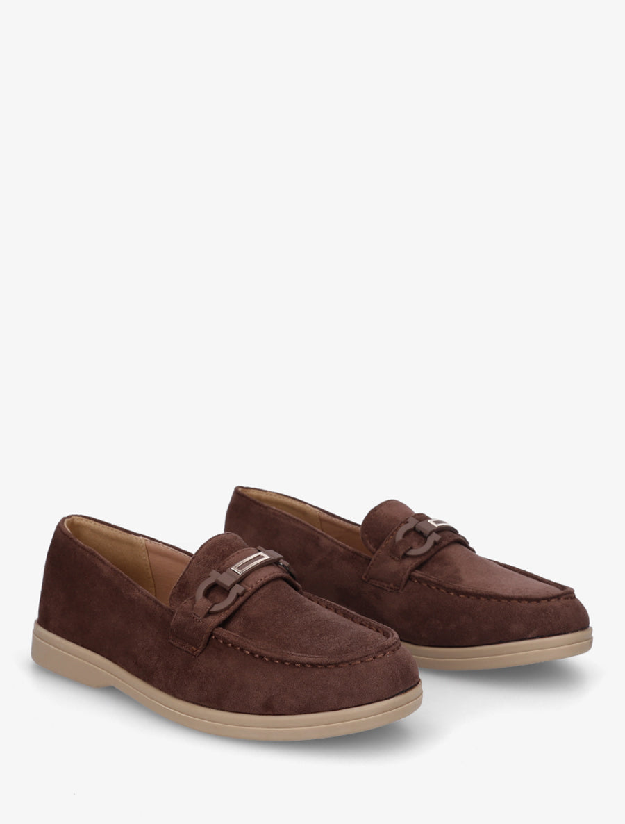 Mocassins plats en suédine - Marron - 4