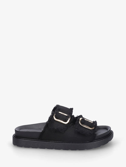 Claquettes en tissu à double boucles - Noir - 1