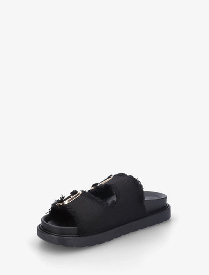 Claquettes en tissu à double boucles - Noir - 3