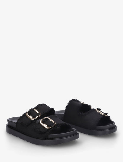 Claquettes en tissu à double boucles - Noir - 4