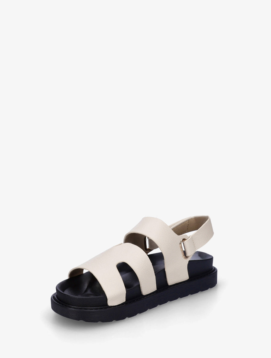 Sandales plates à scratch - Beige - 3