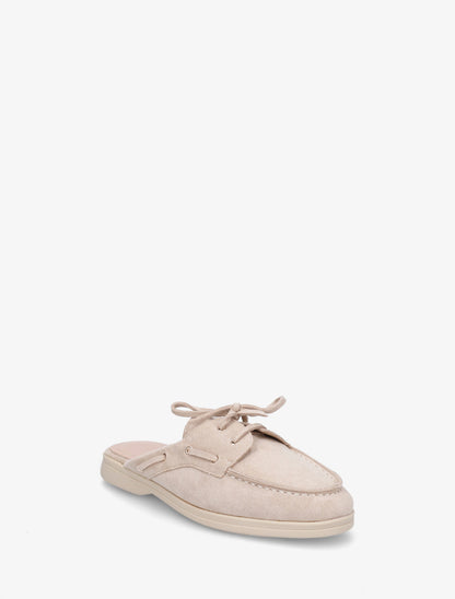 Mules en suédine à bout rond - Beige - 2