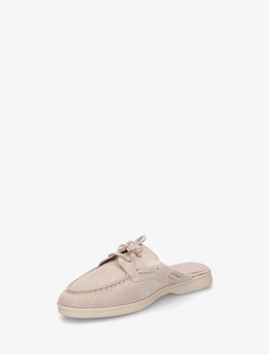 Mules en suédine à bout rond - Beige - 3