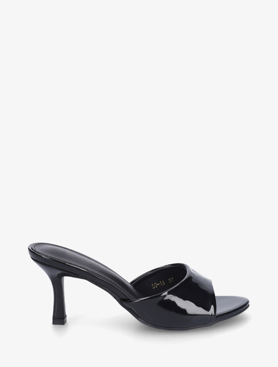 Mules vernies à talon - Noir - 1