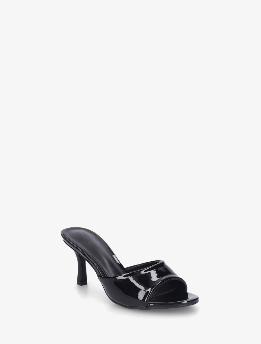 Mules vernies à talon - Noir - 2