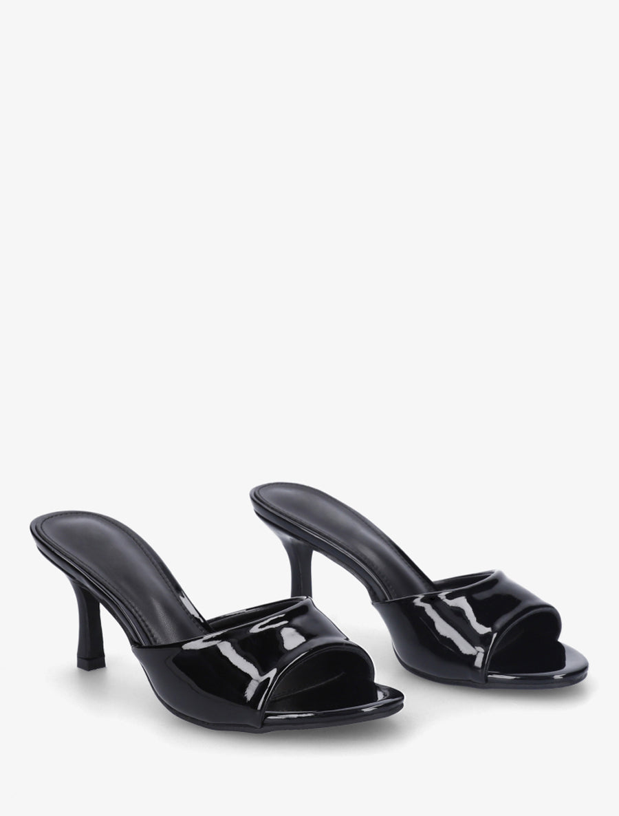 Mules vernies à talon - Noir - 4