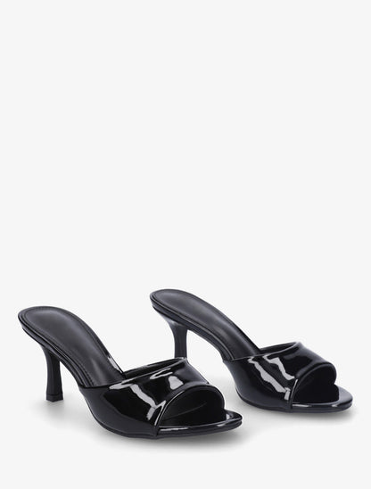 Mules vernies à talon - Noir - 4
