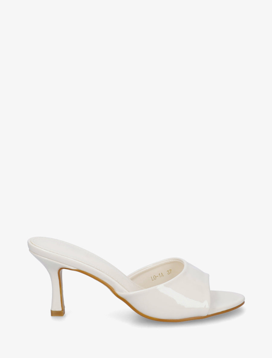Mules vernies à talon - Beige - 1