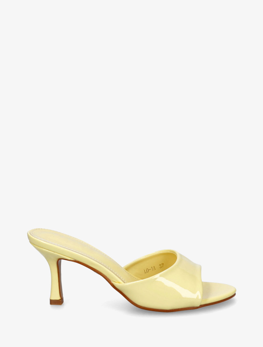 Mules vernies à talon - Jaune pâle - 1