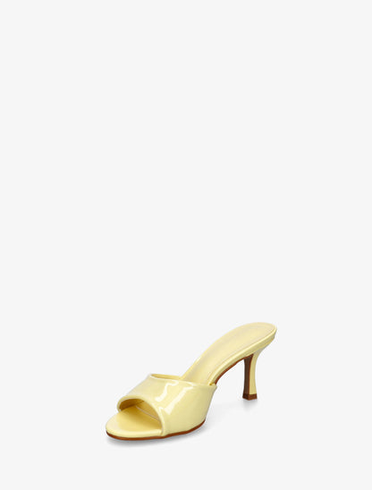 Mules vernies à talon - Jaune pâle - 3