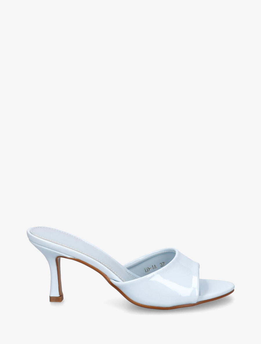 Mules vernies à talon - Bleu ciel - 1