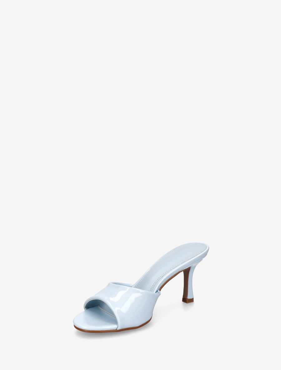Mules vernies à talon - Bleu ciel - 3