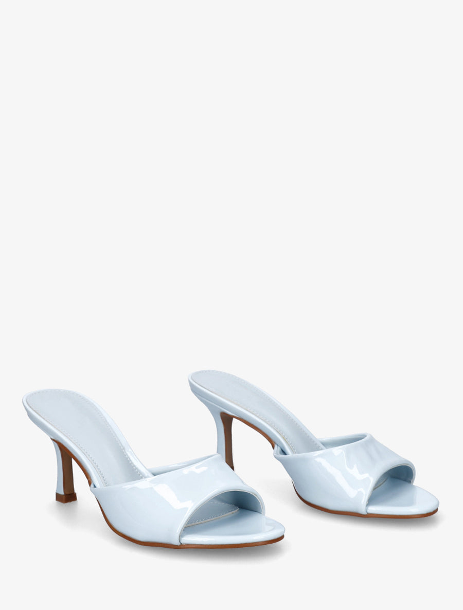 Mules vernies à talon - Bleu ciel - 4