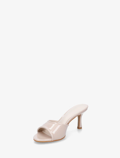 Mules vernies à talon - Nude - 3