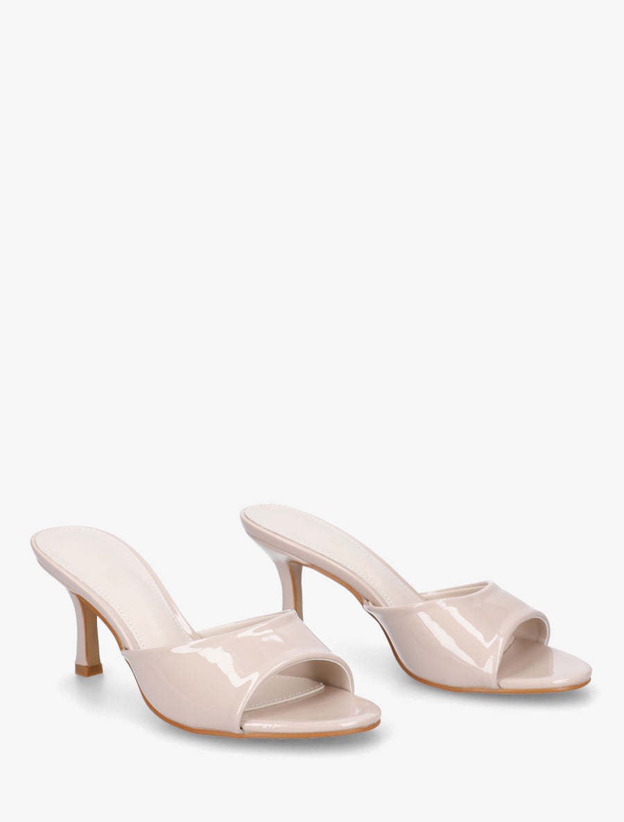 Mules vernies à talon - Nude - 4