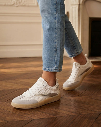 Baskets en simili effet tressé - Blanc