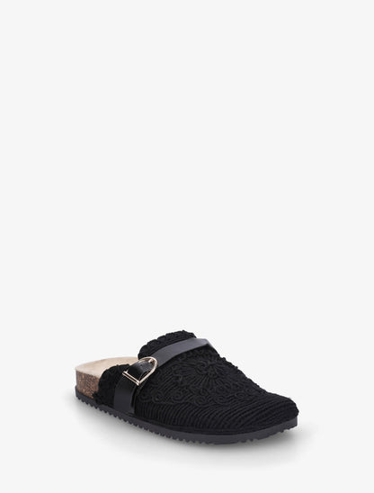 Mules en tissu à sangle - Noir - 2