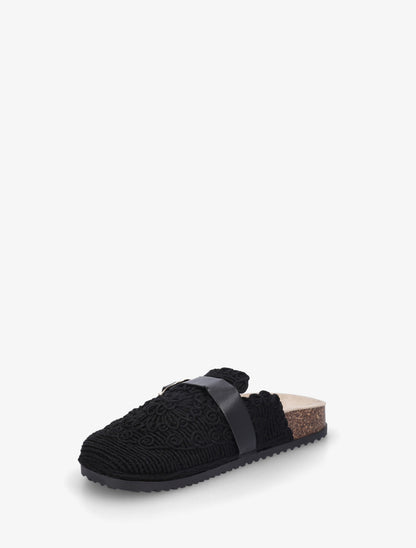 Mules en tissu à sangle - Noir - 3